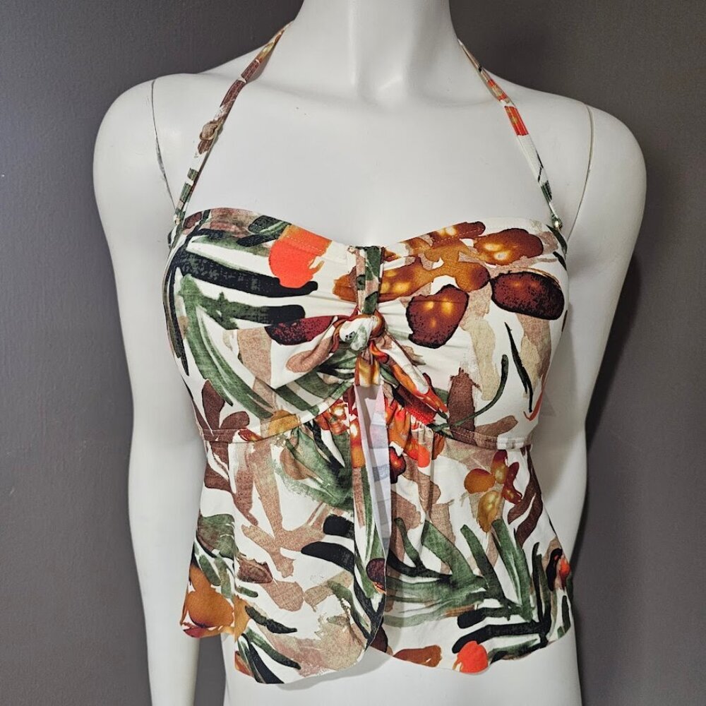 Vince Camuto Seychelles Floral Tie Front Bandini Swim Top - Picture 2 of 8